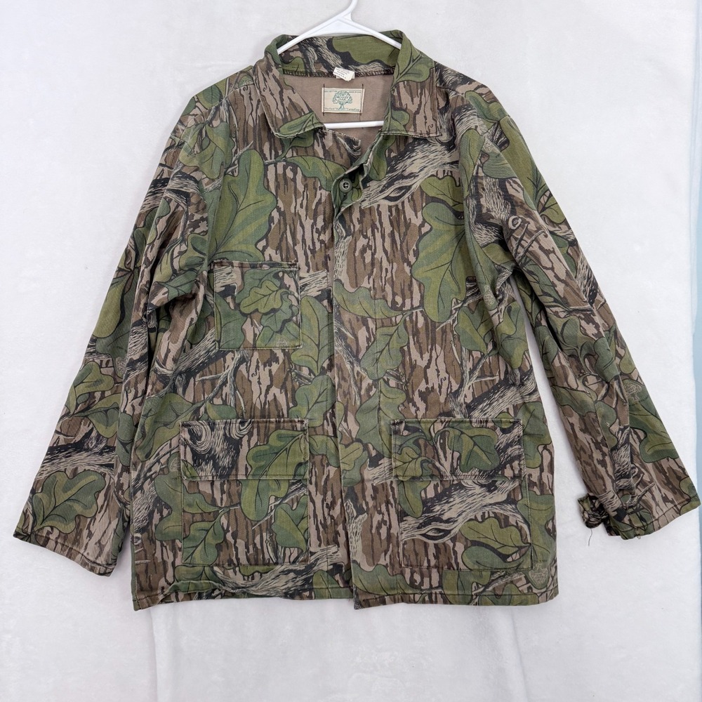 Vintage Mossy Oak Jacket Mens L Multicolor Green Leaf Camo Chore Shacket 80s